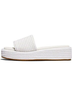🆕 Women's White Woven Straw Platform Slide Sandals Flatform Summer Shoes